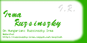 irma ruzsinszky business card